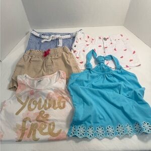 Girls’ 4T Play Clothes Bundle — 3 Shorts + 2 Tops